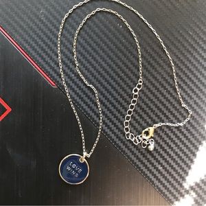 Love Wins Navy and Gold Toned Necklace